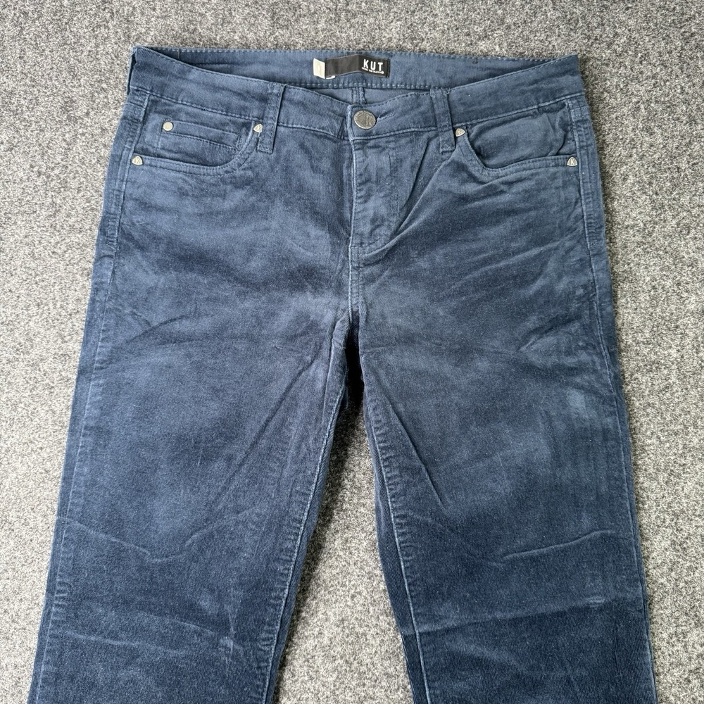 KUT From The Kloth Diana Skinny Corduroy Pants Womens 8 Navy Blue Stretch